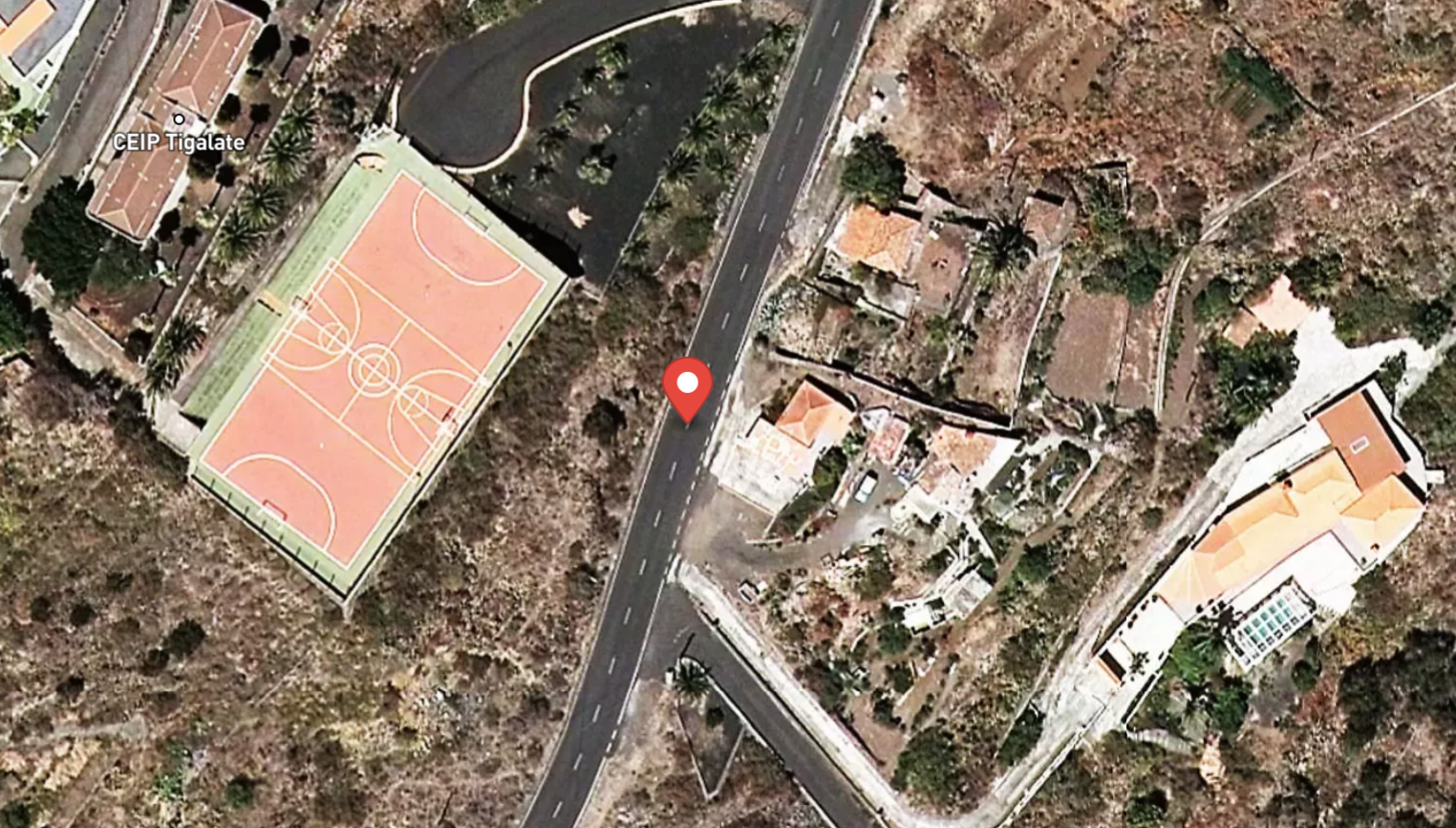 Ubicación de la finca subastada en la calle Tigalate número 16 de la Villa de Mazo, en La Palma./