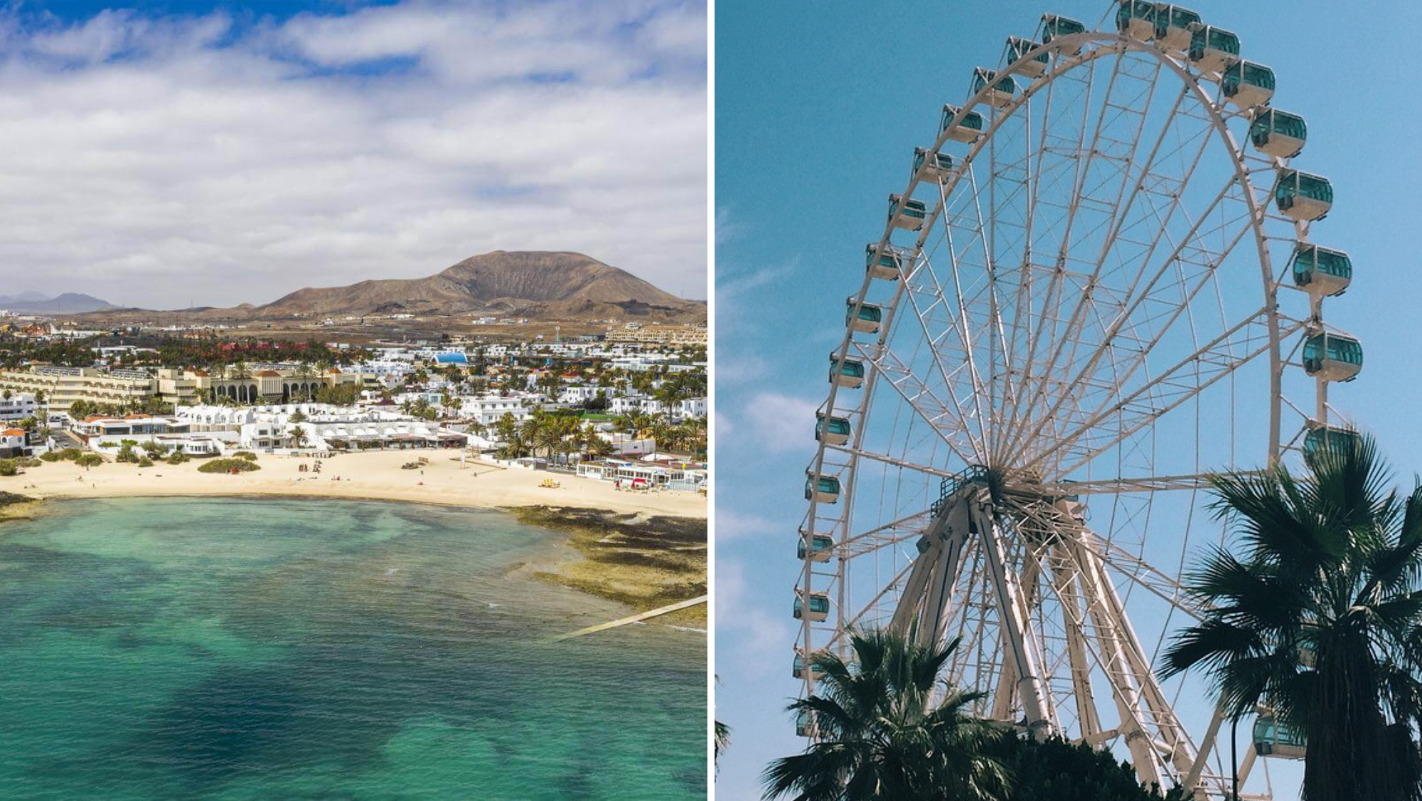 El Ayuntamiento de La Oliva quiere instalar una noria en Corralejo. / Montaje con fotos del Gobierno de Canarias y Pixabay.