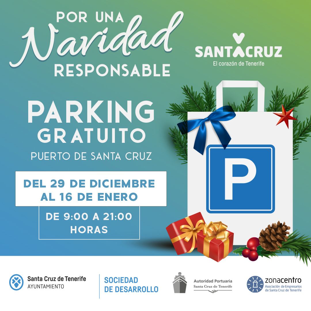 Cartel anunciador del parking gratuito para navidad./