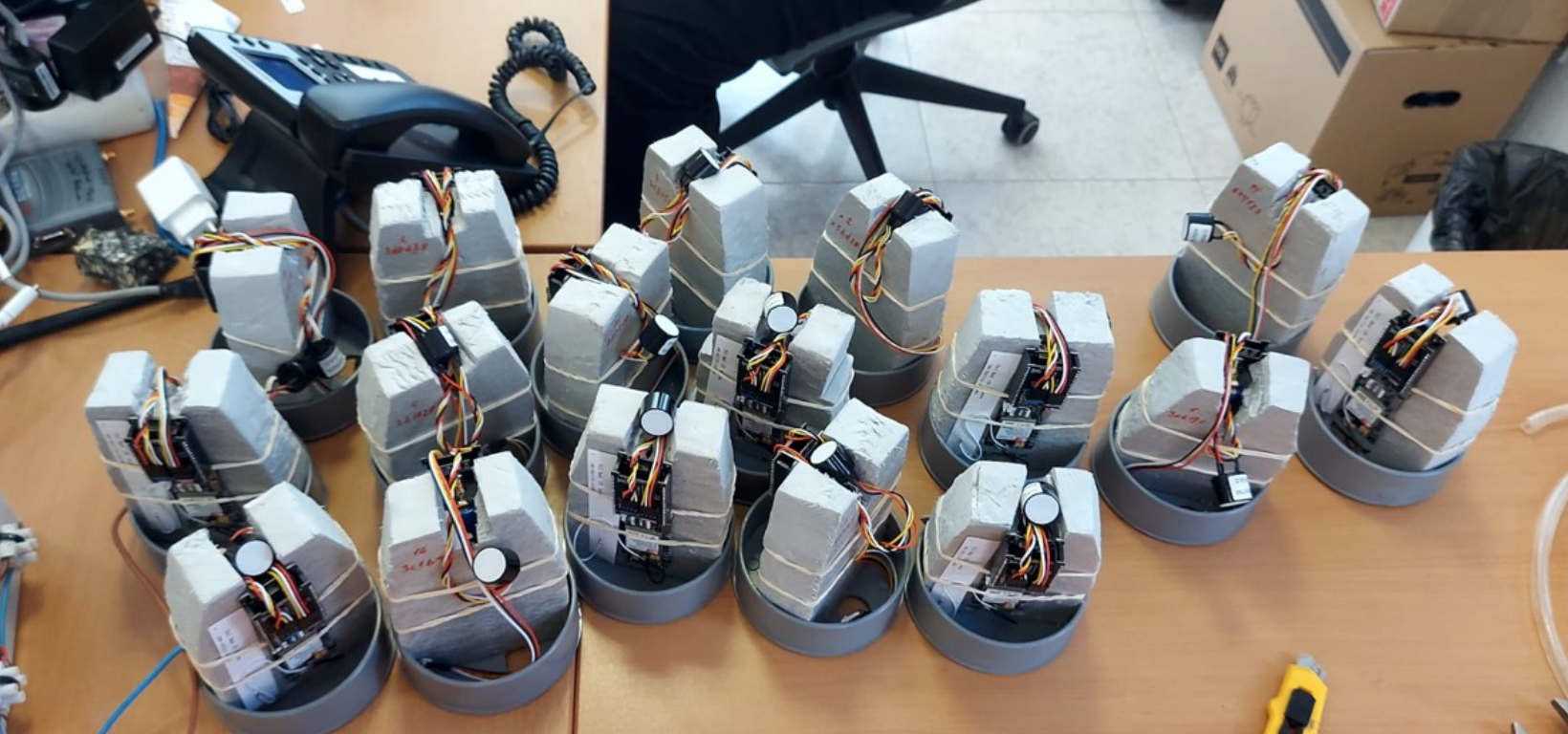 Sensores de CO2 de bajo coste desarrollados por el Involcan y la Universidad de Ciencias Aplicadas de Düsseldorf (Alemania)./