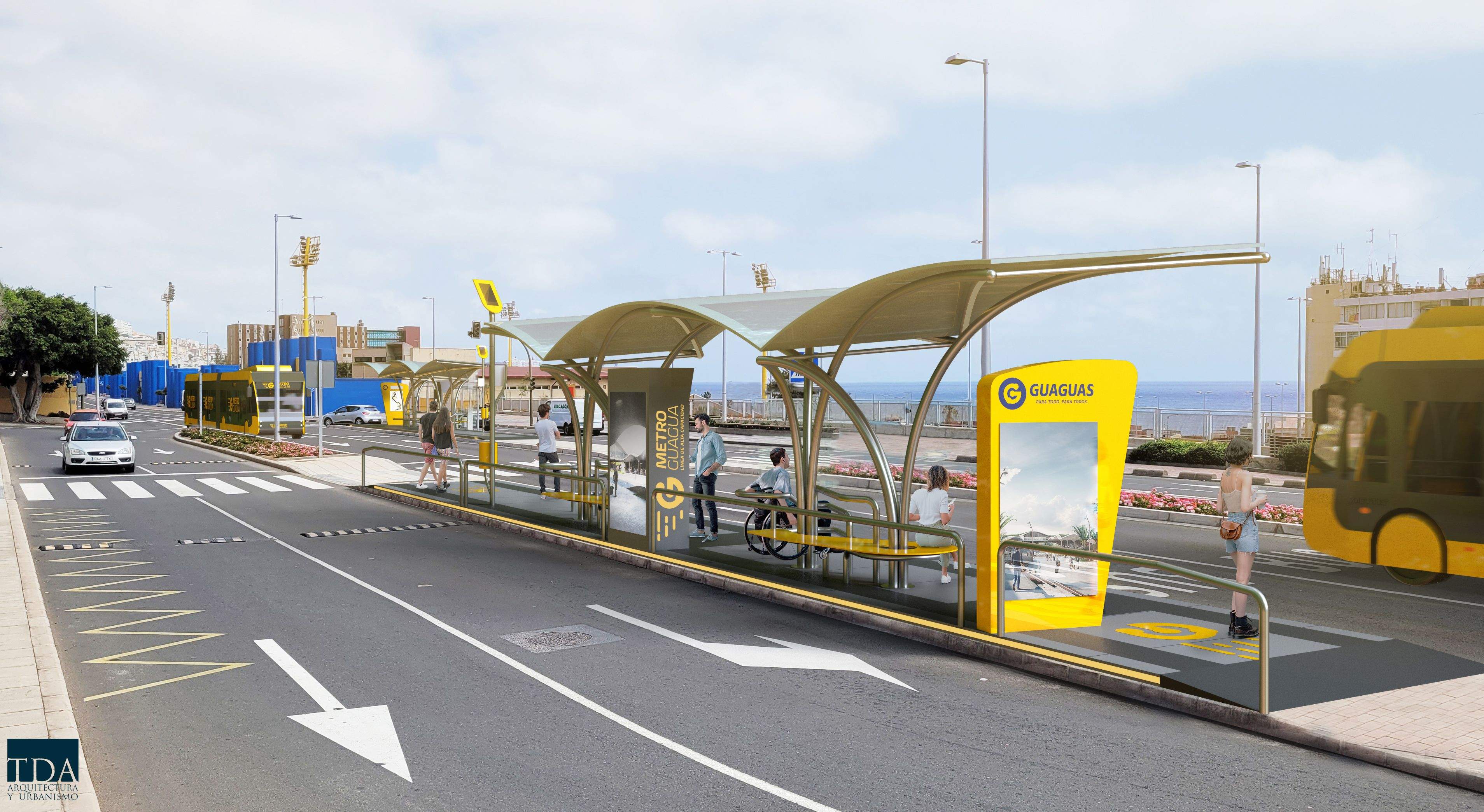 Boceto de una futura parada de la MetroGuagua. / AH