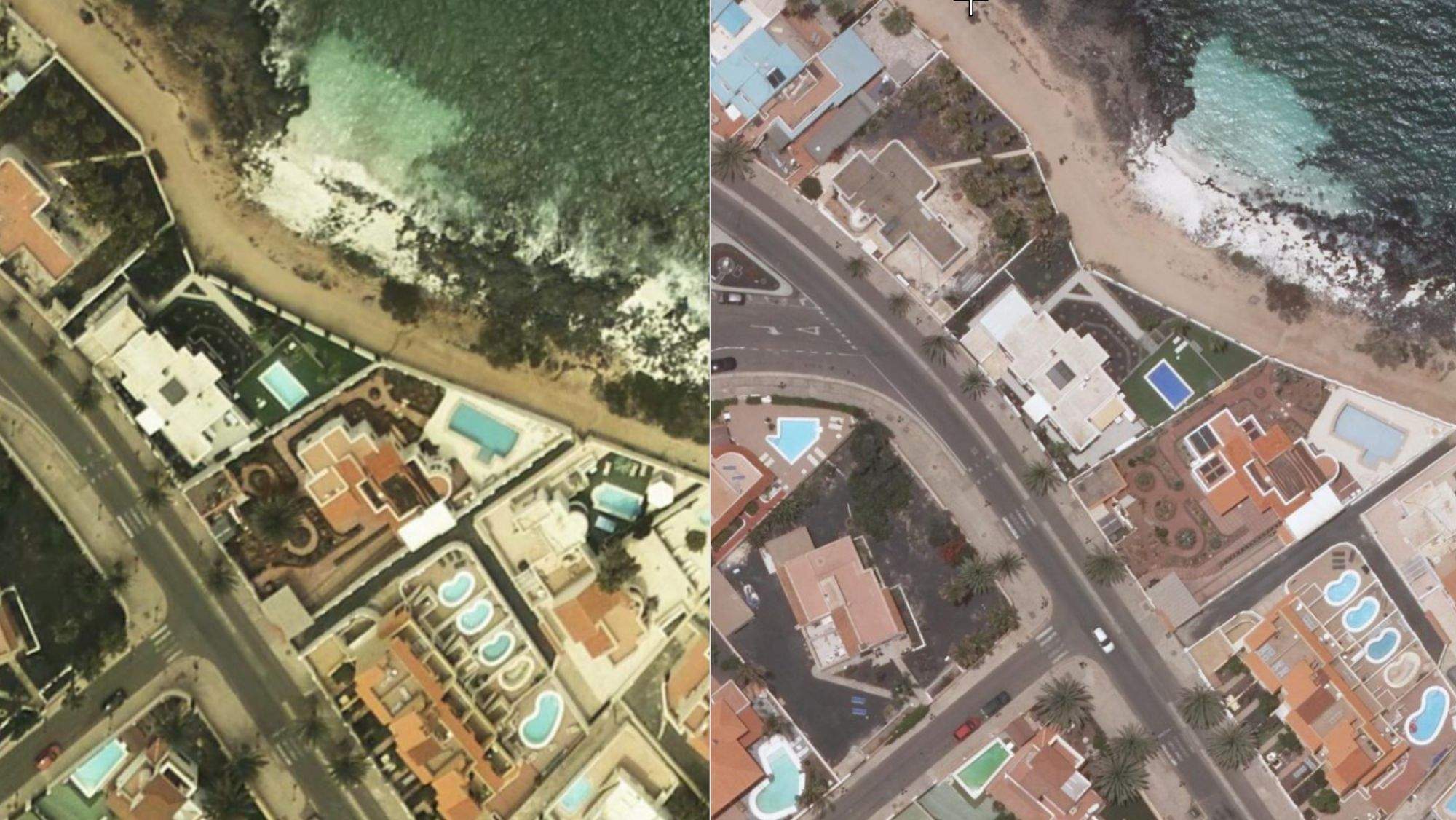 Ortofotos comparadas por Grafcan. / Cedida