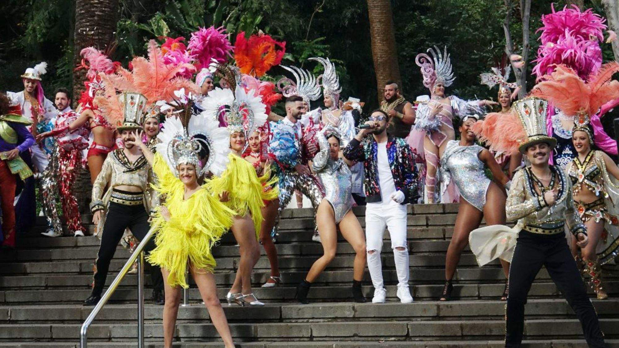 Grabación del videoclip de 'Suave', la canción del Carnaval. / Cedida