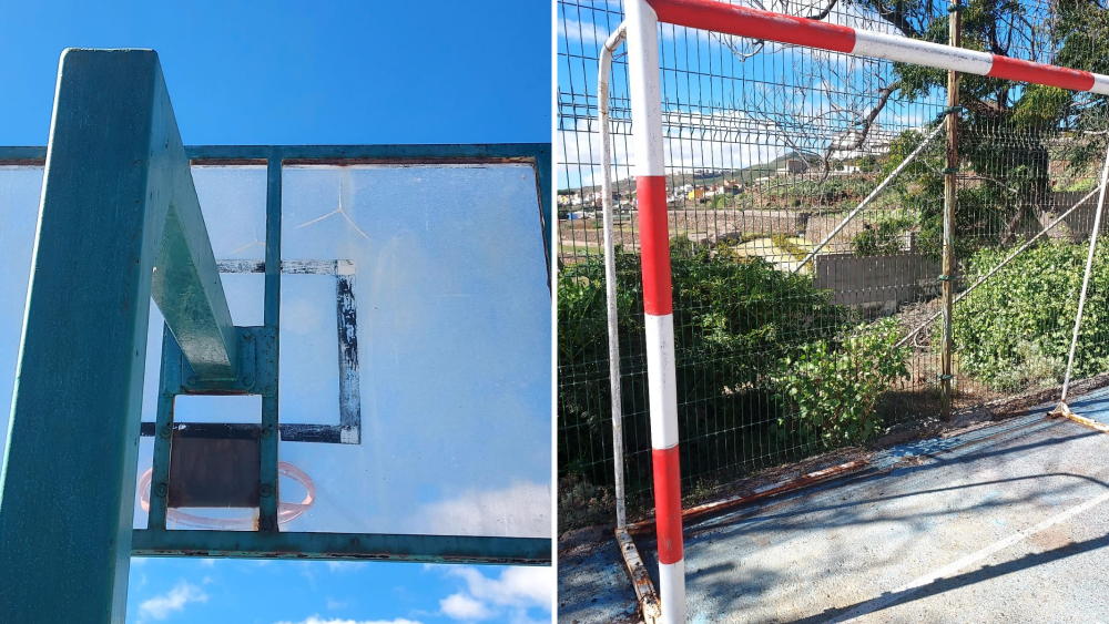 Una canasta y una portería del CEIP Granadilla de Abon./ Cedida