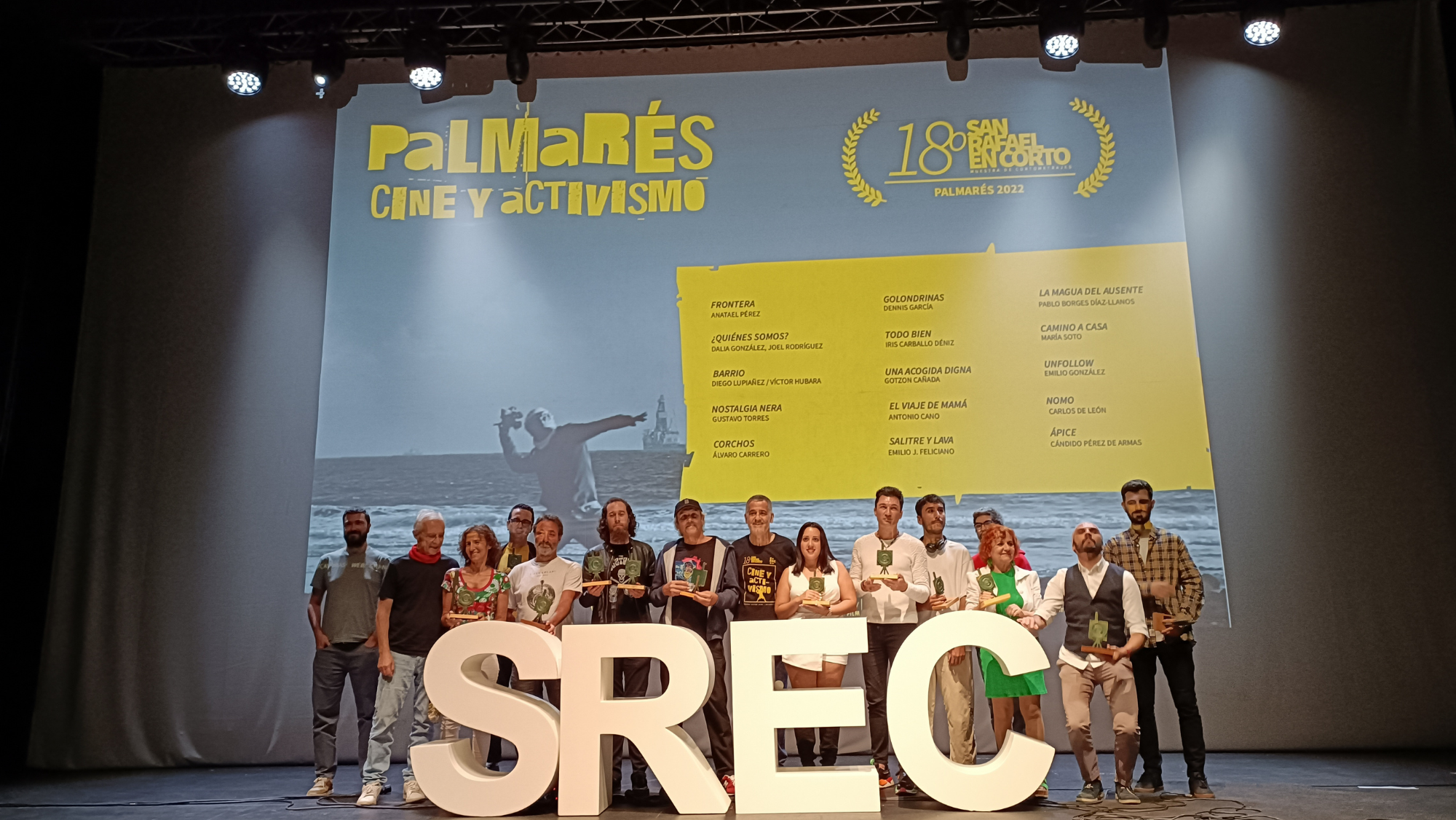 Foto de los ganadores y ganadoras de la 18º edición de San Rafael en Corto./ SREC