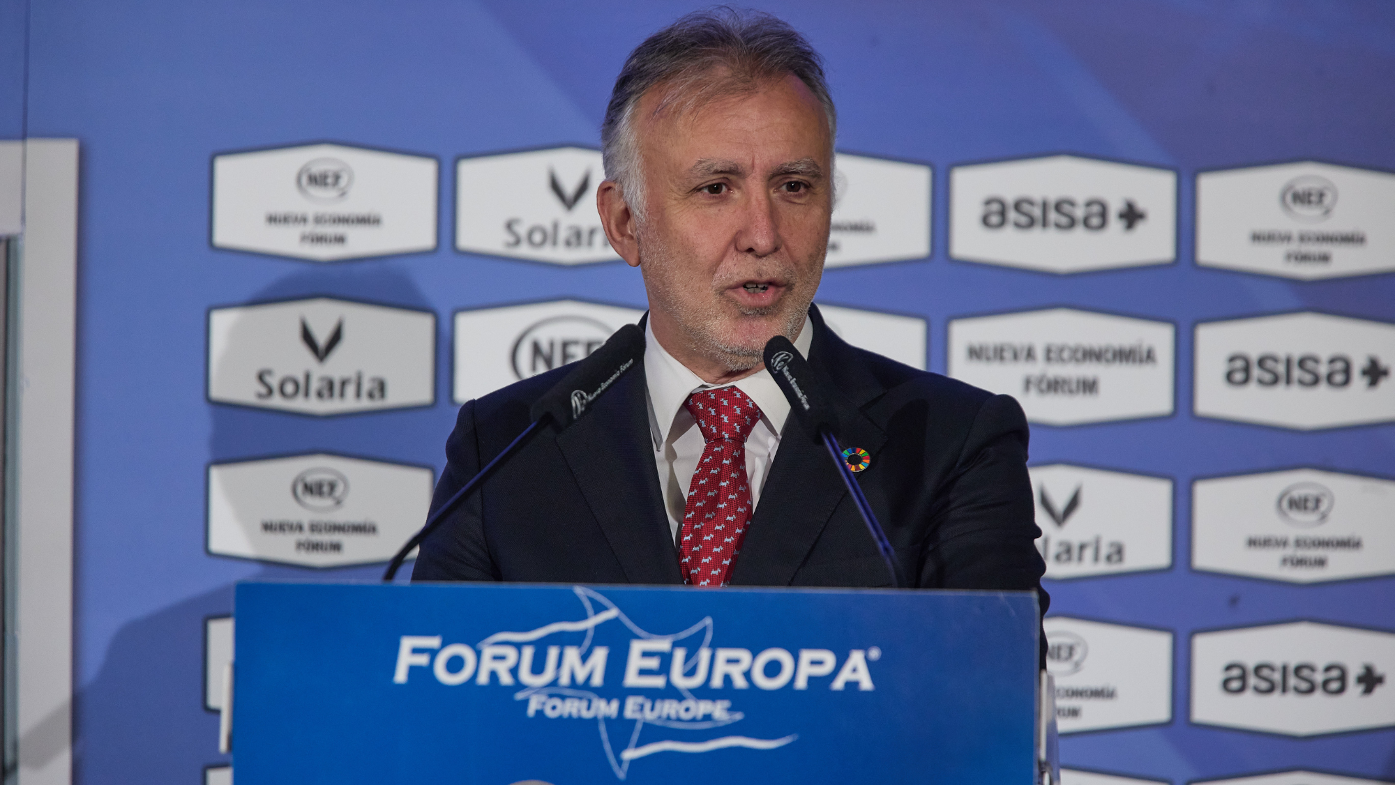 Ángel Víctor Torres, presidente de Canarias, en el desayuno informativo Fórum Europa. /Presidencia