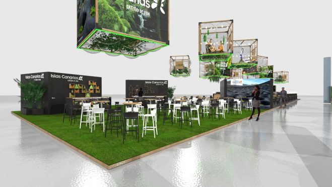 Boceto del stand de la marca Turismo de Canarias para Fitur 2023. /Turismo de Canarias