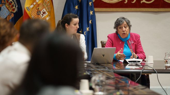La presidenta de la Asociación de Cáncer de Mama de Tenerife (Ámate), Mari Carmen Bonfante, ha denunciado en el Parlamento de Canarias las largas esperas que sufren las mujeres para operarse sus tumores mamarios. /Efe