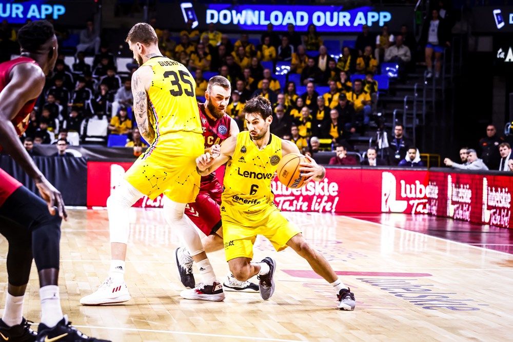 Fitipaldo fue el máximo anotador del partido con 23 puntos y un 6/7 en triples para llevar al Canarias a la victoria sobre UCAM Murcia./ BCL.