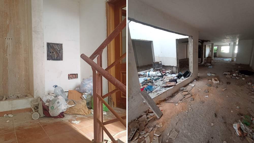 Basura en el interior del edificio abandonado de Arafo./ Cedidas Basura en el interior del edificio abandonado de Arafo./ Cedidas