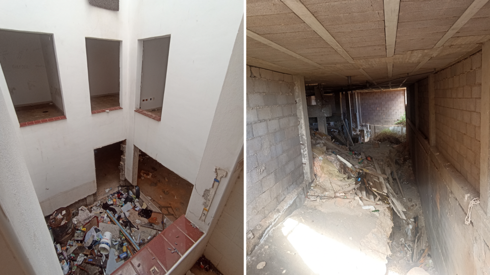 Basura en el interior del edificio abandonado de Arafo./ Cedidas Basura en el interior del edificio abandonado de Arafo./ Cedidas