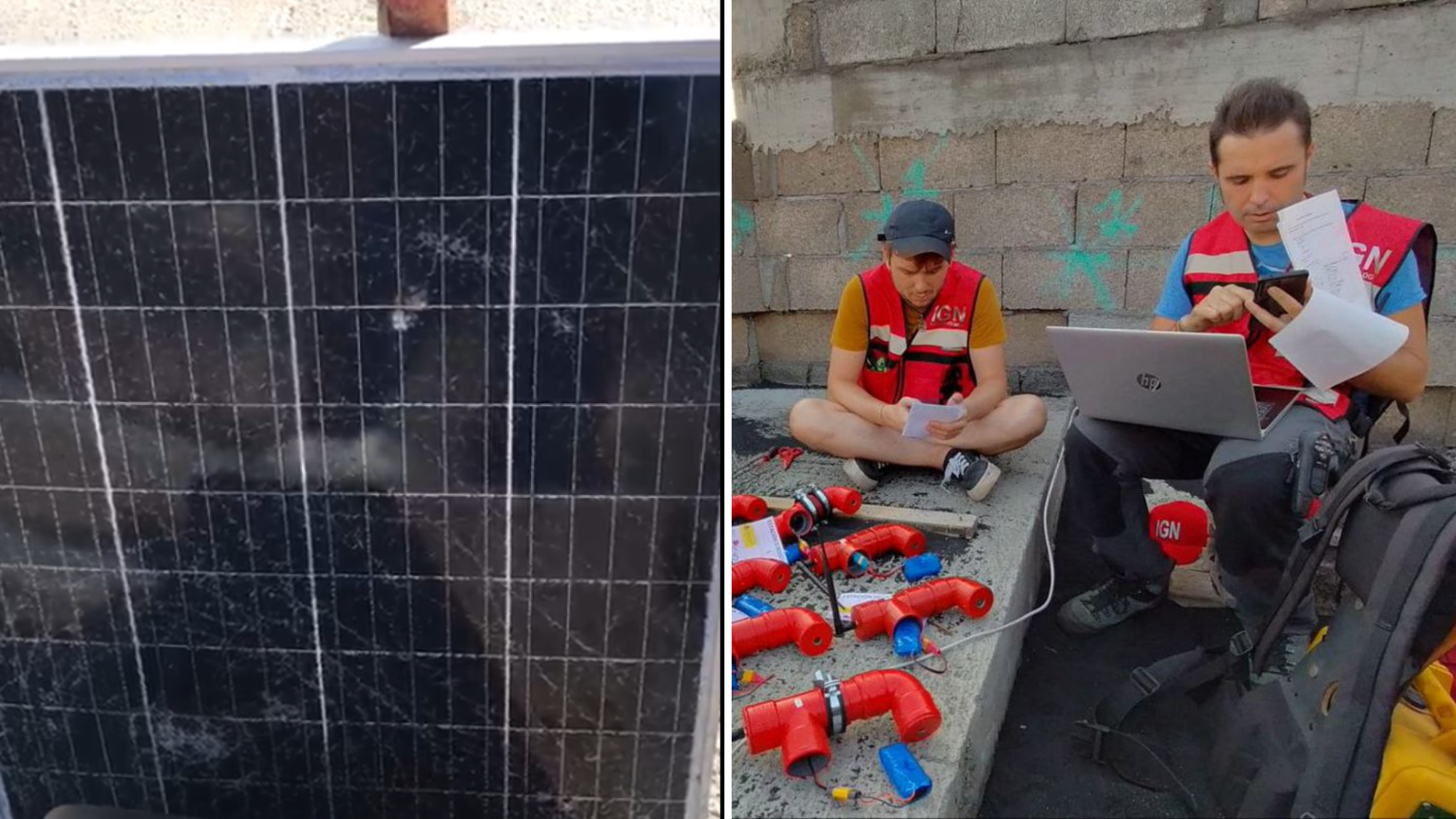 Instrumento de medición de gases como SO2 saboteado en Puerto Naos./ IGN