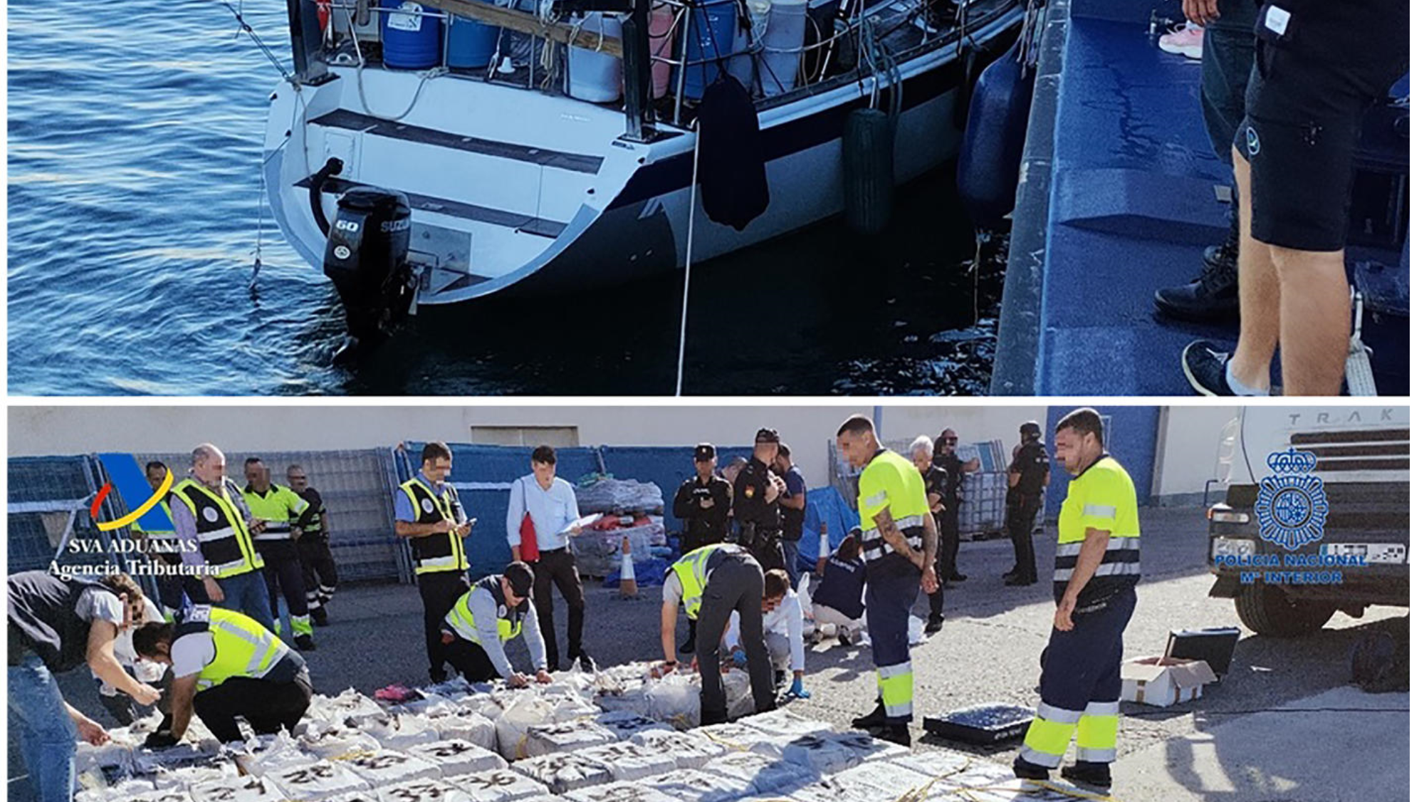 La Policía española y el Servicio de Vigilancia Aduanera interceptaron en el Atlántico un velero que se dirigía a Canarias cargado con un alijo de 2.500 kilos de cocaína y detuvieron a sus cuatro tripulantes. / EFE La Policía española y el Servicio de Vigilancia Aduanera interceptaron en el Atlántico un velero que se dirigía a Canarias cargado con un alijo de 2.500 kilos de cocaína y detuvieron a sus cuatro tripulantes. / EFE