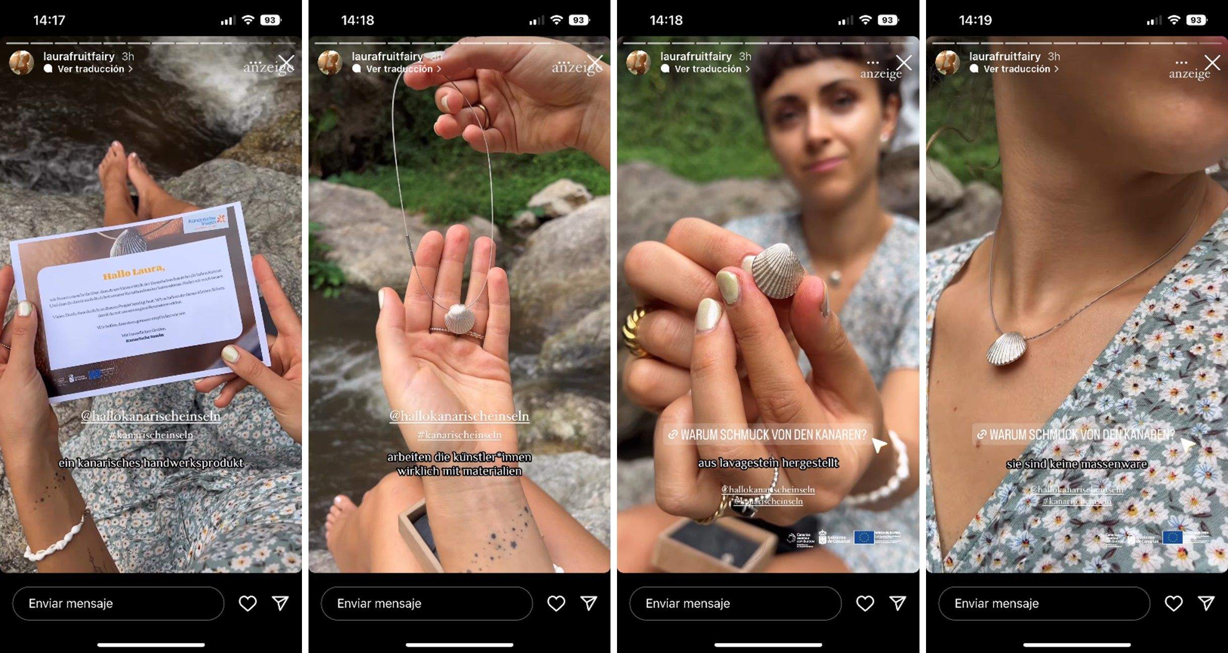 Publicaciones de la 'influencer' Laura Grosch en su perfil de Instagram. / Turismo de Canarias.