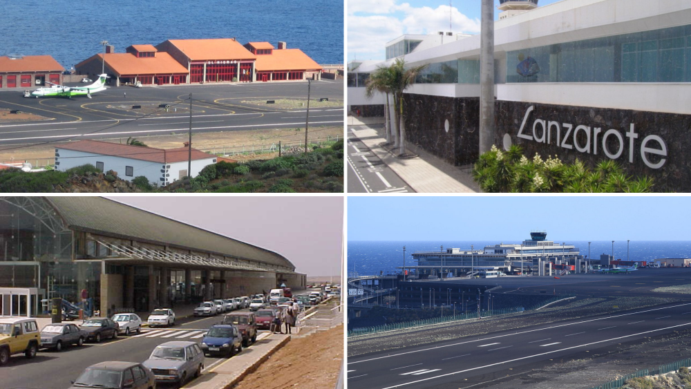 Aeropuertos de El Hierro, Lanzarote, Fuerteventura y La Palma./