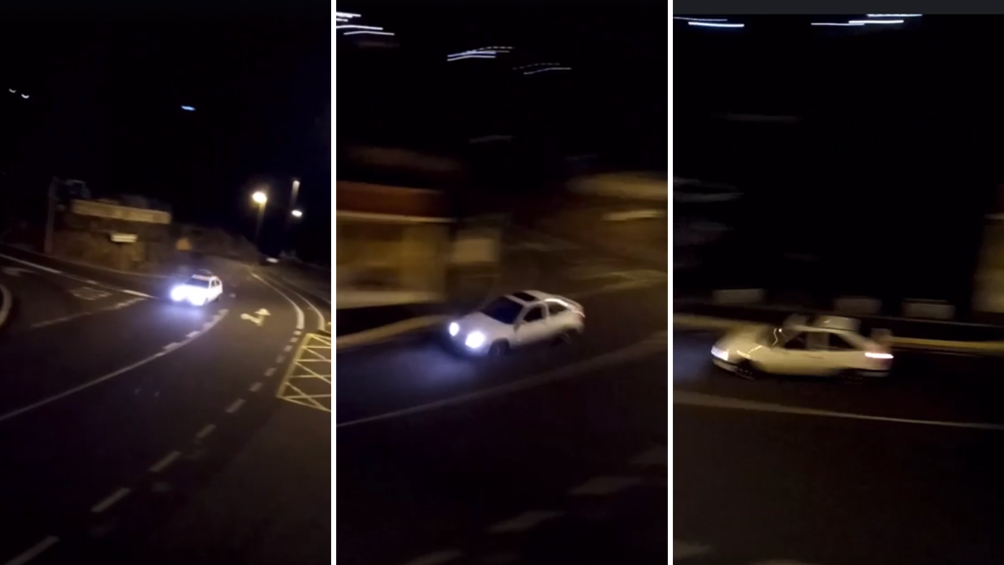 Un coche en una de las carreras ilegales en Barranco Hondo./ Redes Un coche en una de las carreras ilegales en Barranco Hondo./ Redes