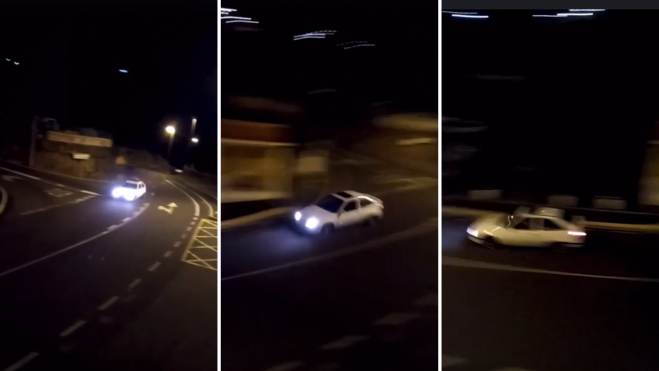 Un coche en una de las carreras ilegales en Barranco Hondo./ Redes