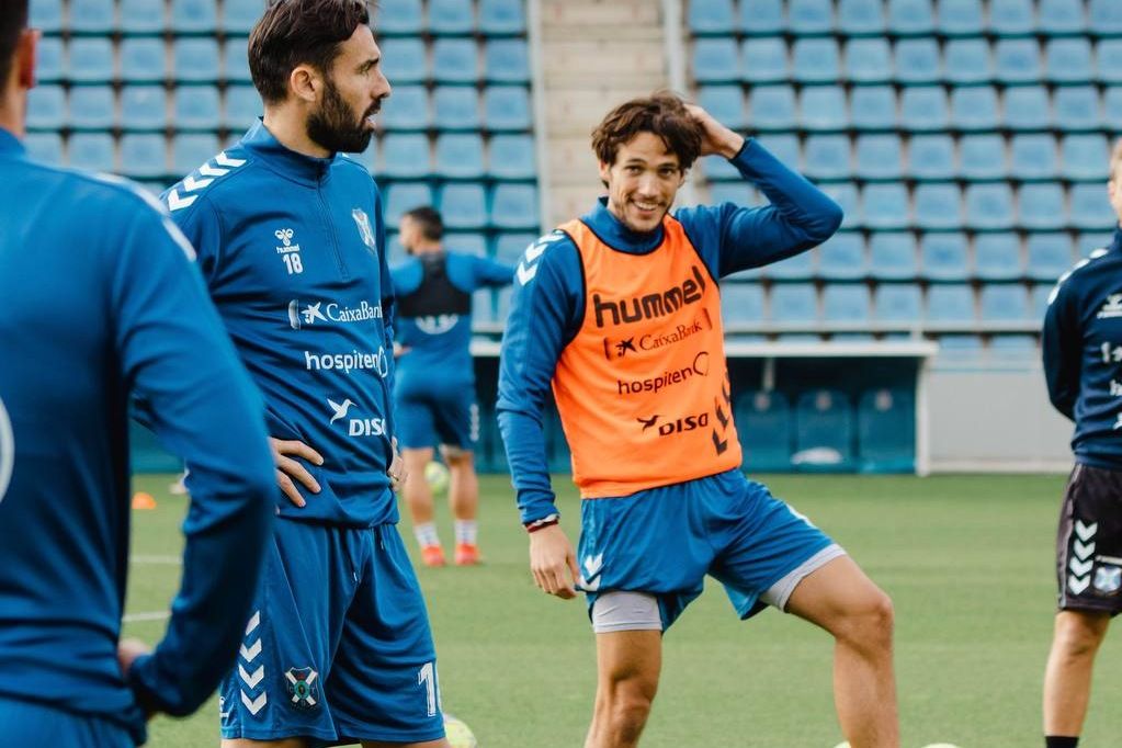 Corredera durante un entrenamiento del Tenerife./ CD Tenerife.