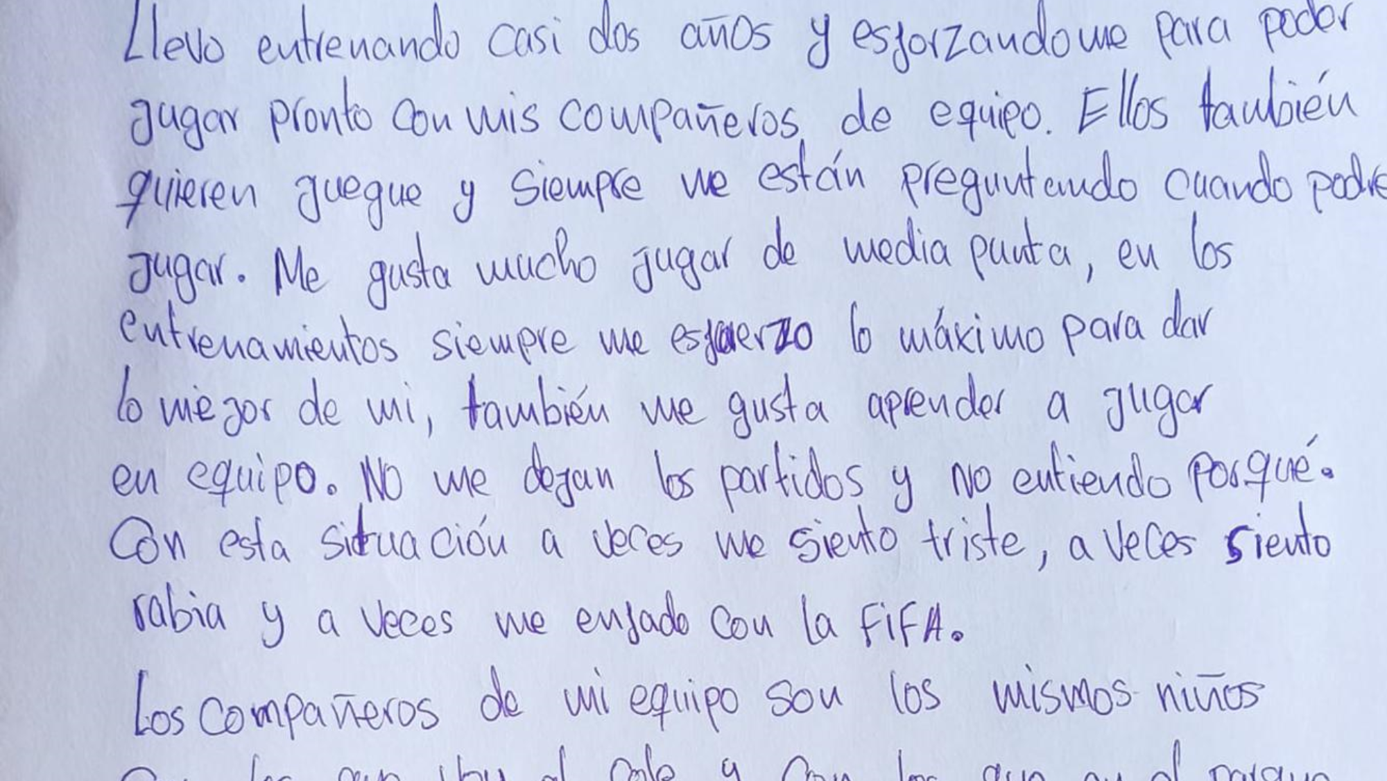 Extracto de la carta del pequeño Souleymane. / EFE
