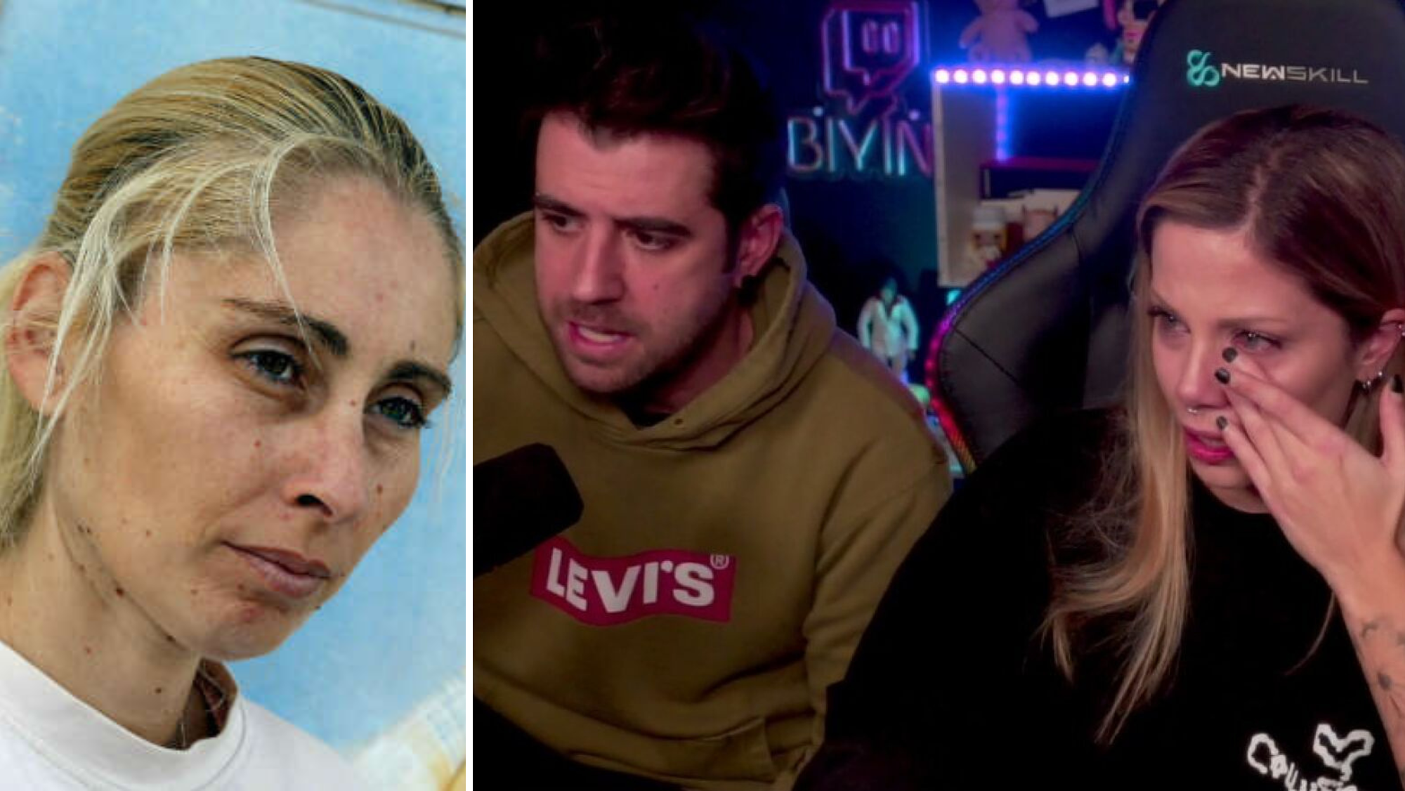 A la izquierda, Itahisa Suárez, madre de Yéremi Vargas. A la derecha, los youtubers AuronPlay y Sara Biyin./ Montaje AH