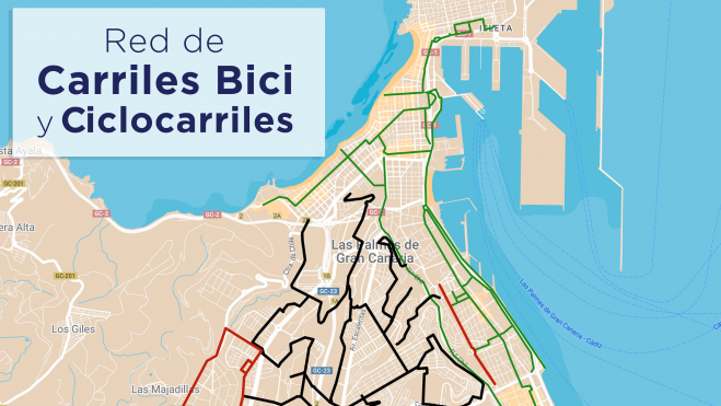 Red de Carriles Bici y Ciclocarriles./ Ayuntamiento de Las Palmas