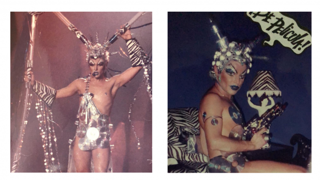 Montaje de imágenes de Carlos Menéndez como 'Drag Heaven' en la primera Gala Drag Queen de Las Palmas de Gran Canaria./ Cedida