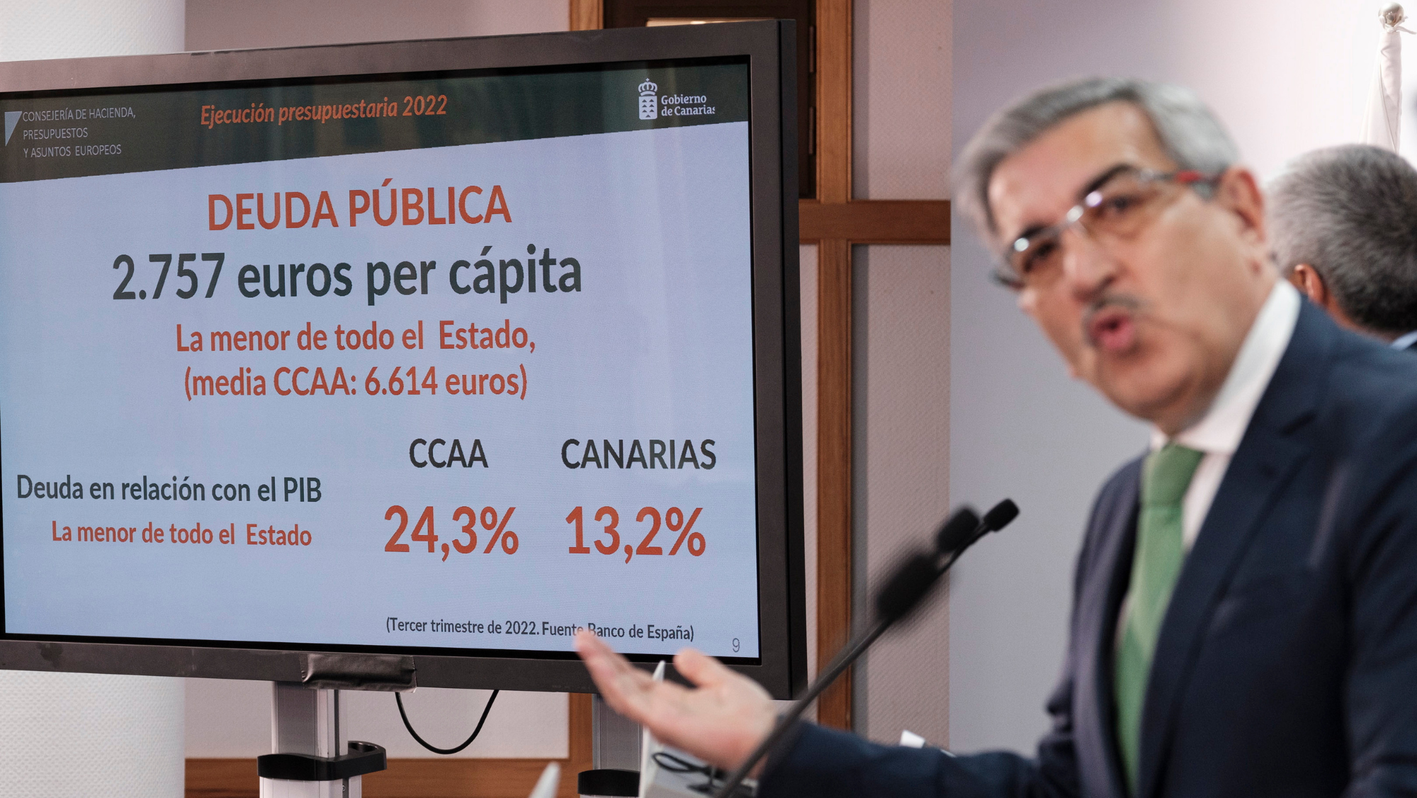 El vicepresidente de Canarias Román Rodríguez en rueda de prensa. / EFE - Ángel Medina G.