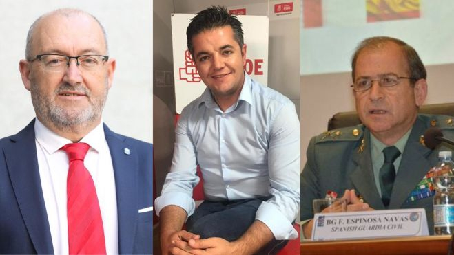 Juan Bernardo Fuentes, Taishet Fuentes y el general Francisco Javier Espinosa Navas, los tres investigados por el 'caso Mediador'. / AH