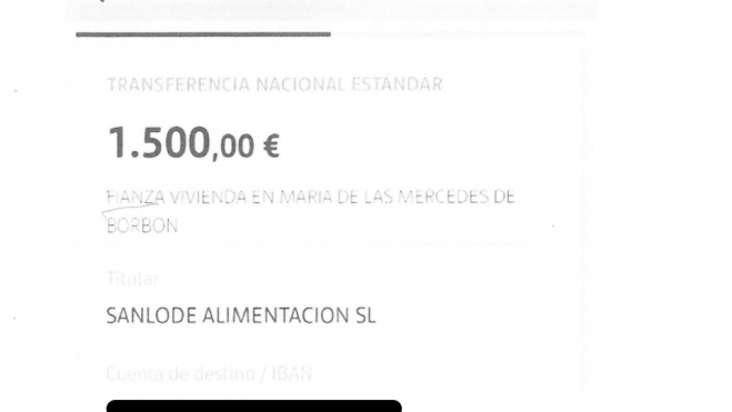 Justificante falso presentado por la empresaria para alquilar el piso. / Atlántico Hoy