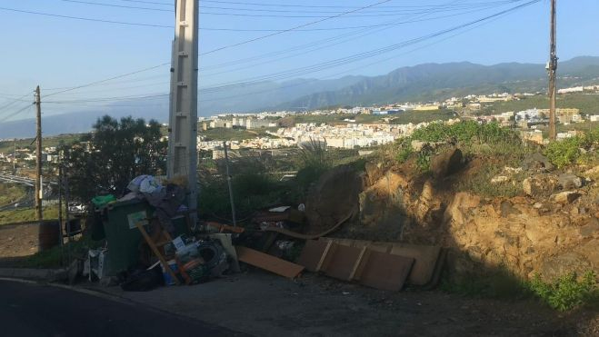 Imagen de un contenedor de basura en la calle de El Abandono. / Cedida