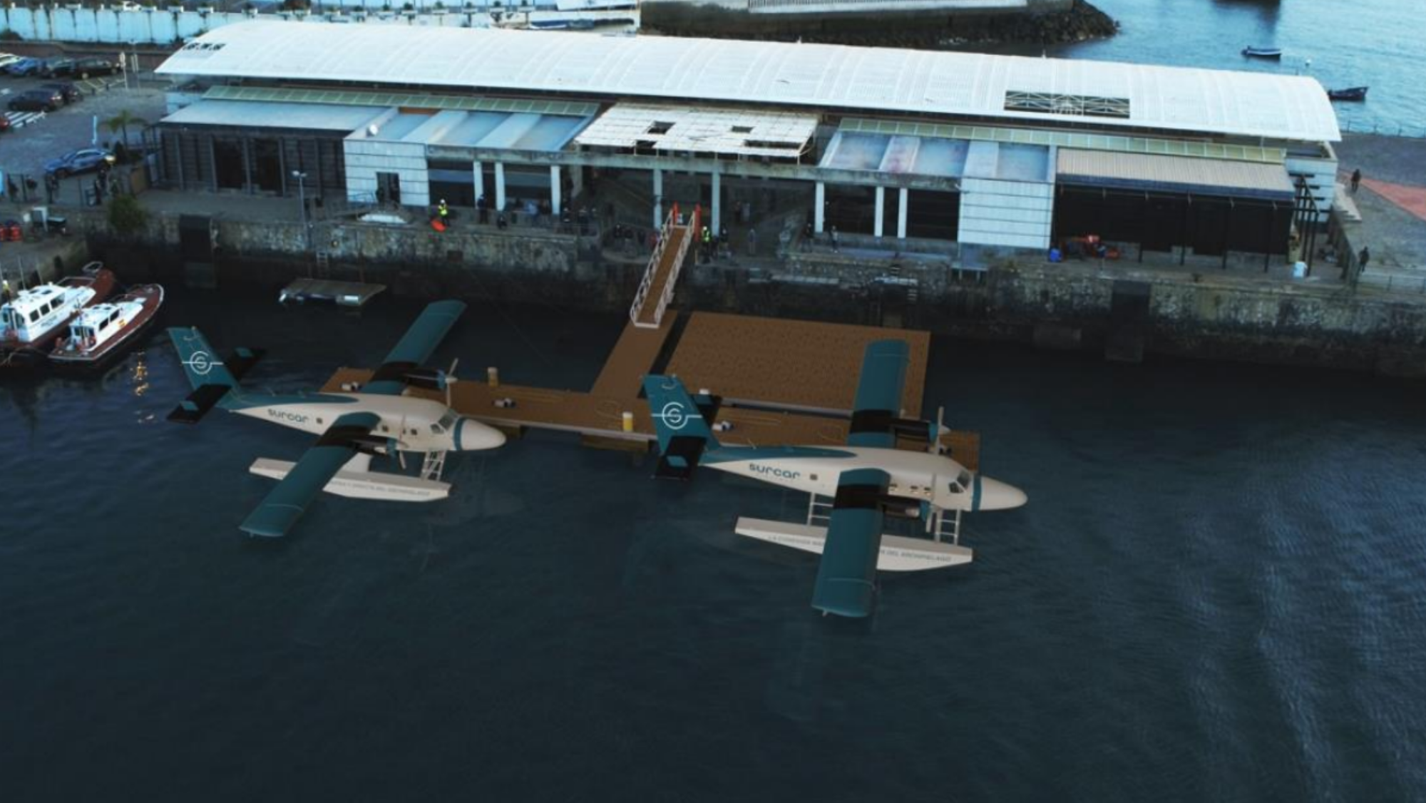 Ilustración de Surcar Airlines del proyecto para la construcción de un hidroaeródromo en Santa Cruz de Tenerife para el uso de hidroaviones. / Surcar Airlines