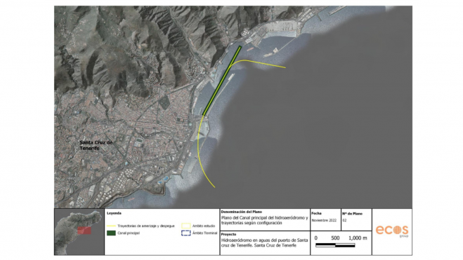 Ilustración de Surcar Airlines del proyecto para la construcción de un hidroaeródromo en Santa Cruz de Tenerife