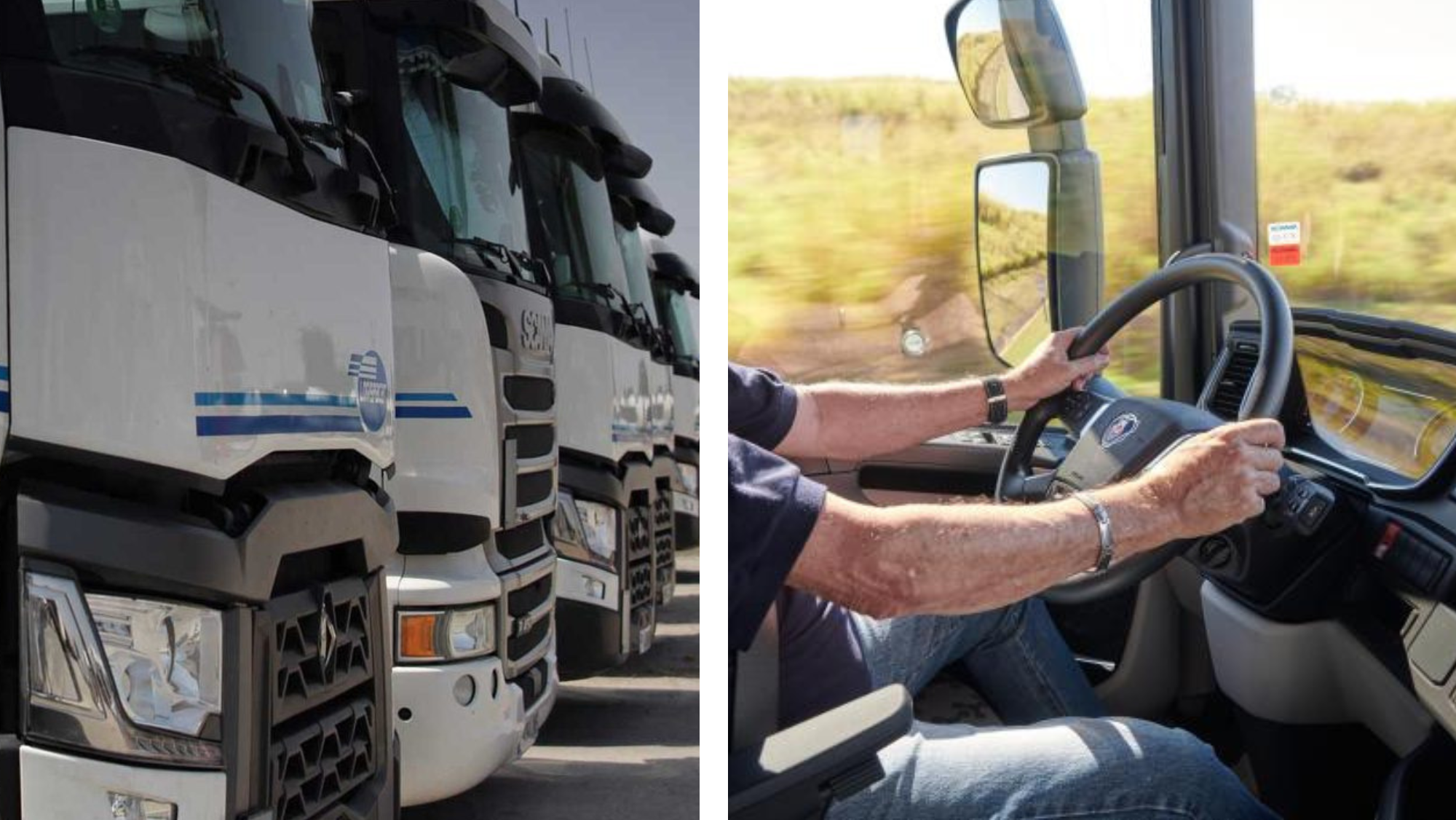 Camiones de transportistas como los que se movilizaron en Canarias. / Montaje AH