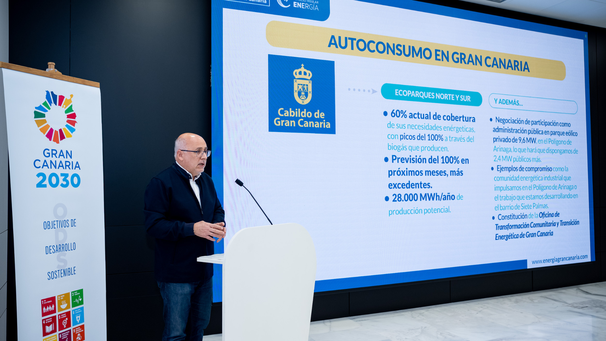 El presidente del Cabildo de Gran Canaria, Antonio Morales, en la presentación de 'Diagnóstico Energético de Gran Canaria'. /Cabildo de Gran Canaria 