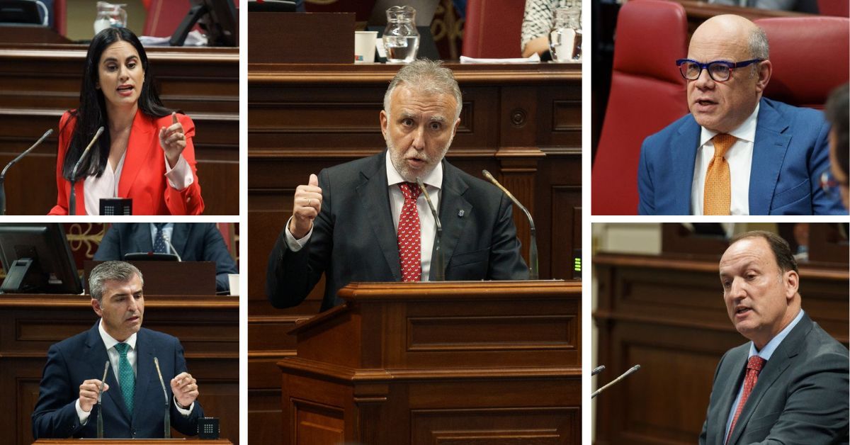 Vidina Espino, Manuel Domínguez, Ángel Víctor Torres, José Miguel Barragán y Ricardo Fernández de la Puente durante el debate de la nacionalidad canaria. / Ramón de la Rocha (Efe)