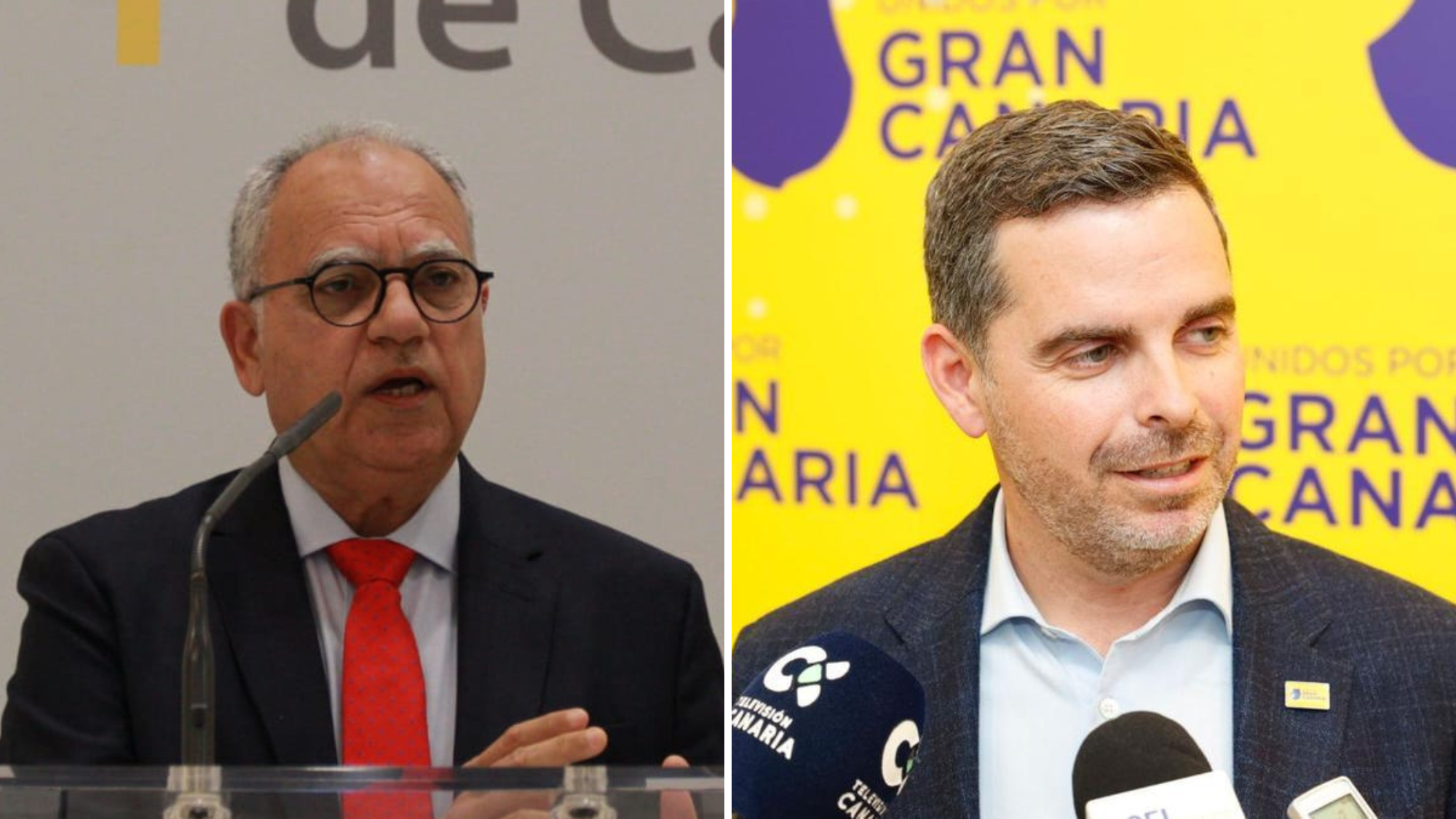 Casimiro Curbelo (ASG, izquierda) y Lucas Bravo de Laguna (actual CC-PNC, cabeza de lista a las próximas elecciones por UxGC, derecha)./ Montaje AH Casimiro Curbelo (ASG, izquierda) y Lucas Bravo de Laguna (actual CC-PNC, cabeza de lista a las próximas elecciones por UxGC, derecha)./ Montaje AH