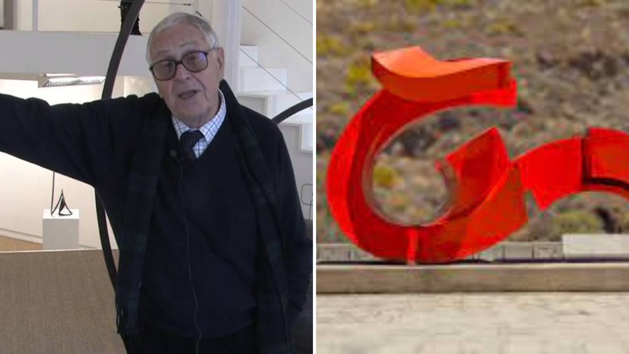 Fotografía de Martín Chirino y de su obra Lady Tenerife. / Imágenes de la red