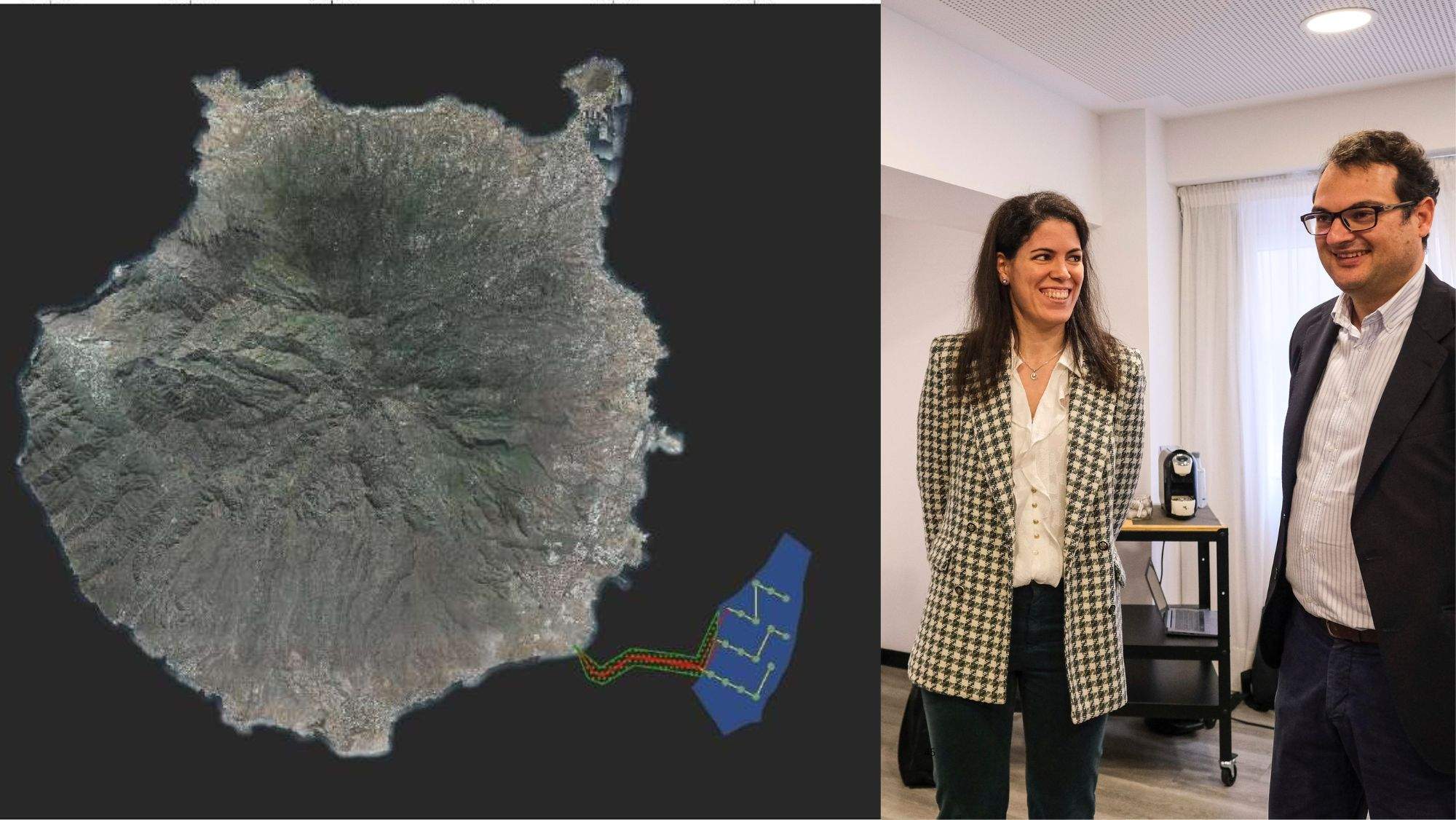 Ainhoa Villar y Javier Monfort, directivos de BlueFloat Energy, presentaron este jueves el Parque Tarahal. / AH