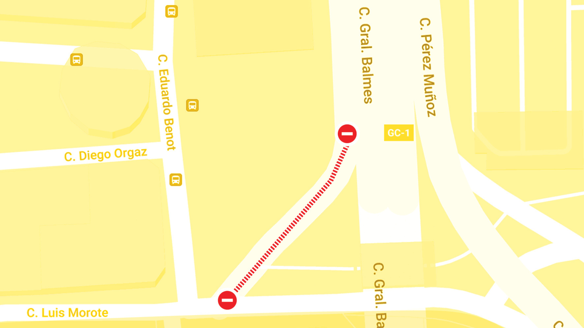 Mapa del tramo que se va a cortar. /Guaguas Municipales