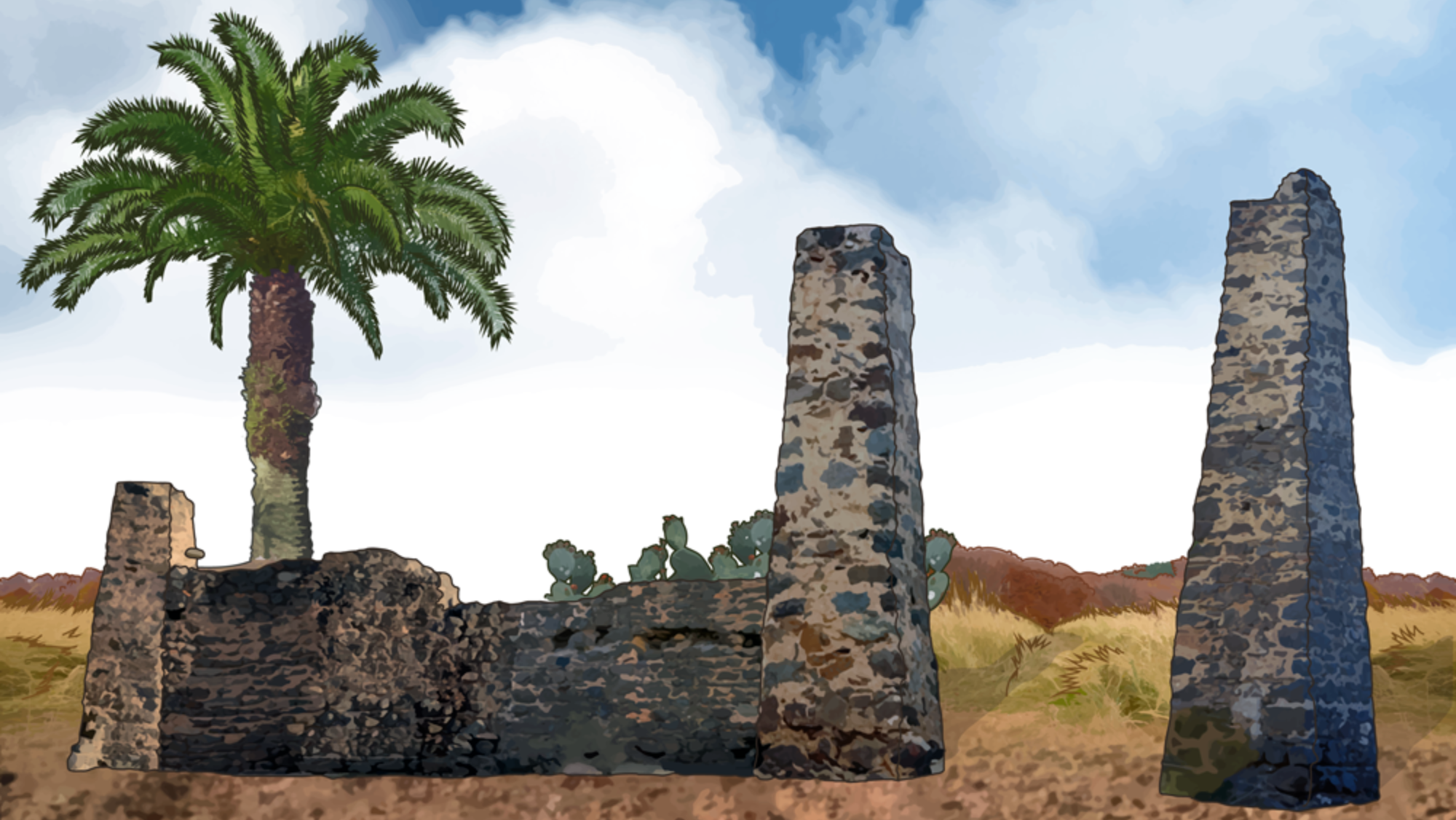 Dibujo del ingenio azucarero de Los Picachos. /Gobierno de Canarias