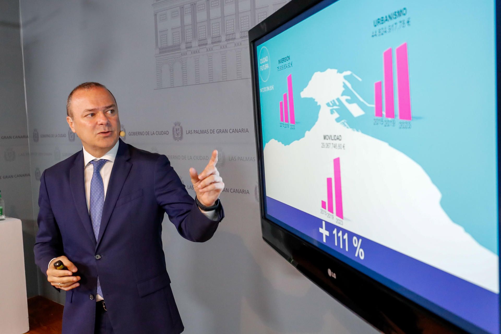 Augusto Hidalgo, alcalde Las Palmas de Gran Canaria, presentó este martes el presupuesto del ayuntamiento. / Elvira Urquijo A. (Efe)