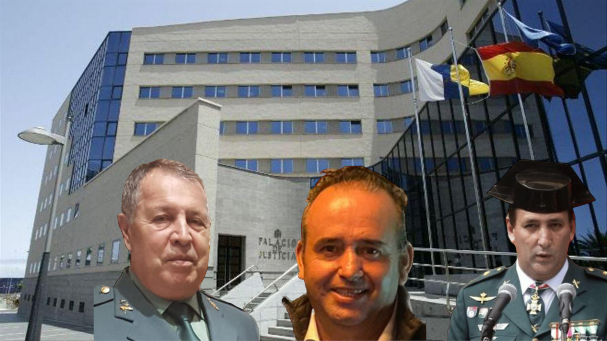 Los principales implicados en el 'caso Cuarteles', de izquierda a derecha: el teniente general Pedro Vázquez Jarava, el empresario Mon Tejera y el coronel José María Tienda./ Montaje AH