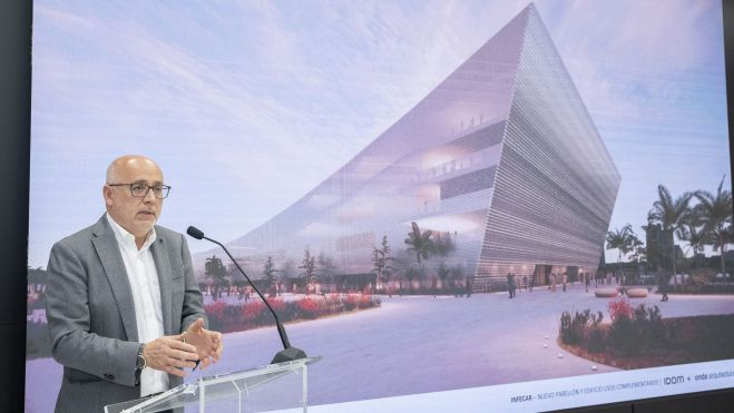 Antonio Morales, presidente del Cabildo de Gran Canaria, durante el acto de presentación del nuevo pabellón de Infecar.