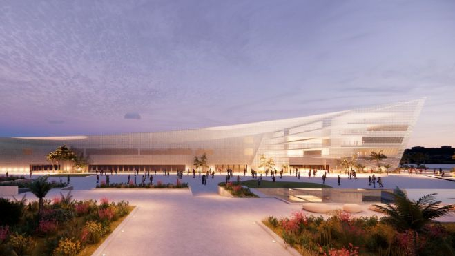 Vista lateral del nuevo pabellón.