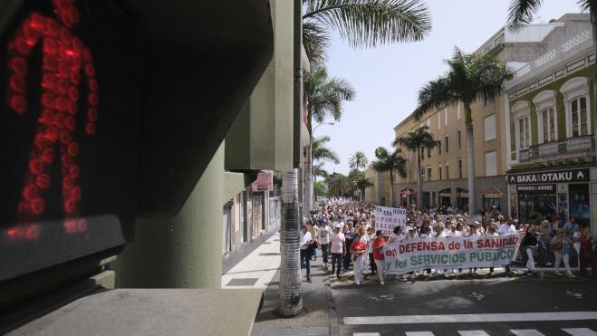 Imagen de la calle Bravo Murillo, en Las Palmas de Gran Canaria, durante la marcha de este sábado
