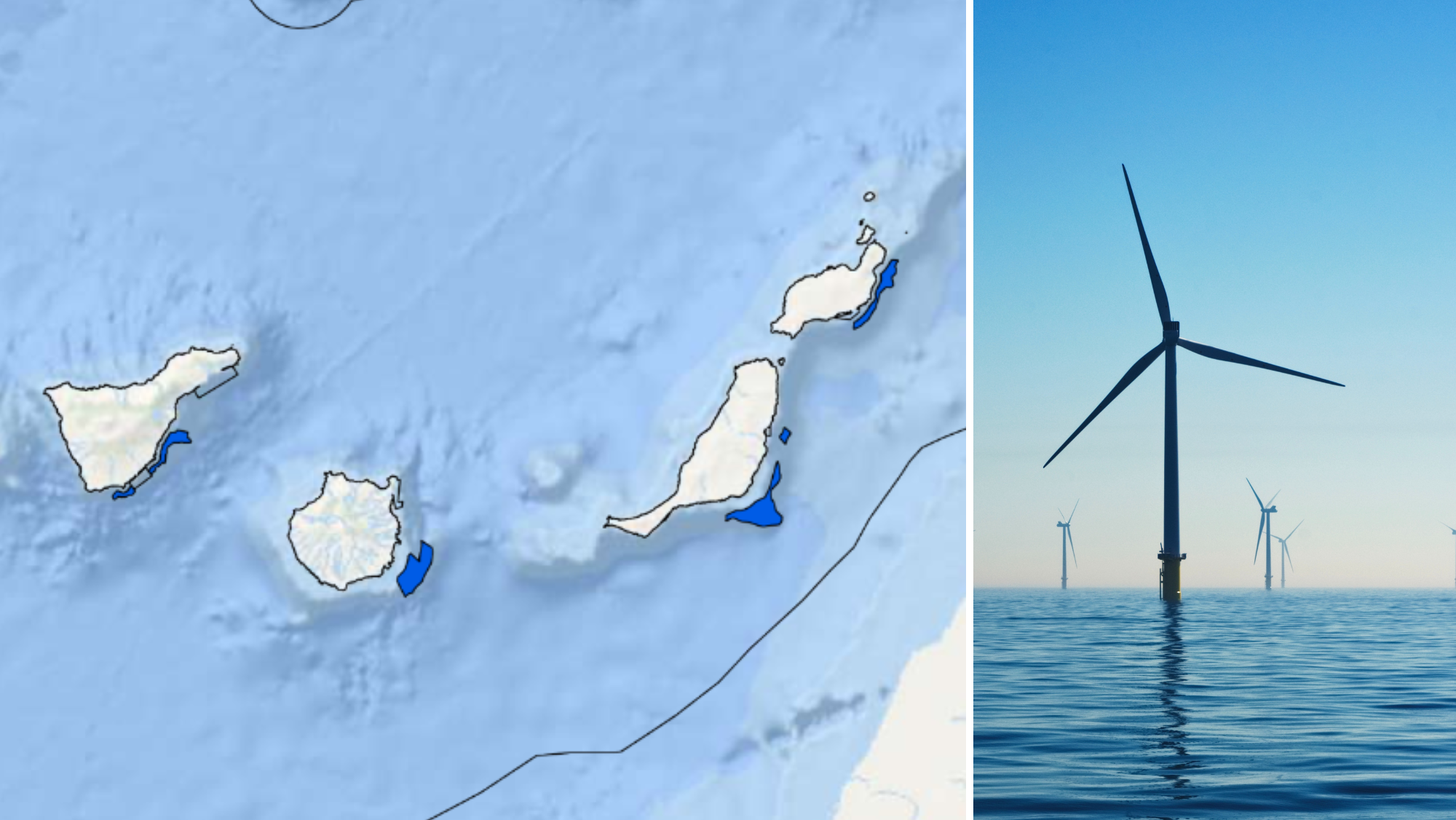 Zonas delimitadas por los planes de ordenación marítimo en Canarias para la puesta en marcha de la eólica marina. / ATLÁNTICO HOY Zonas delimitadas por los planes de ordenación marítimo en Canarias para la puesta en marcha de la eólica marina. / ATLÁNTICO HOY