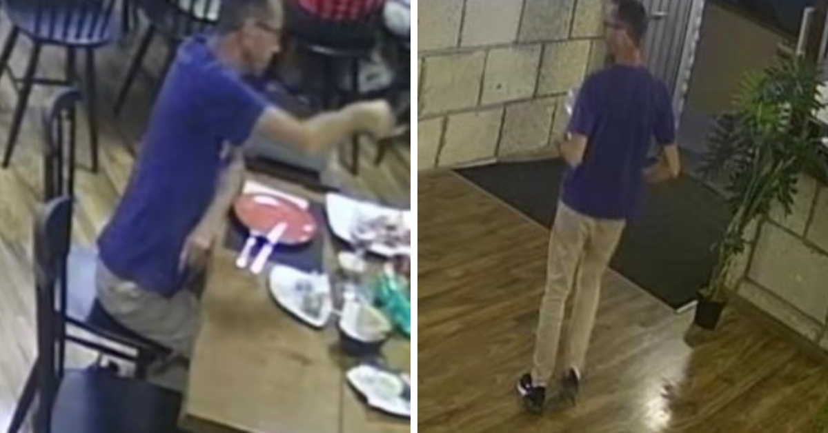 Un cliente del guachinche La Maestra, en San Miguel de Abona, marchándose sin pagar tras comer por valor de 90 euros./ GUACHINCHE LA MAESTRA