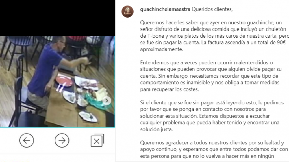 El comunicado del guachinche La Maestra en Instagram./ LA MAESTRA