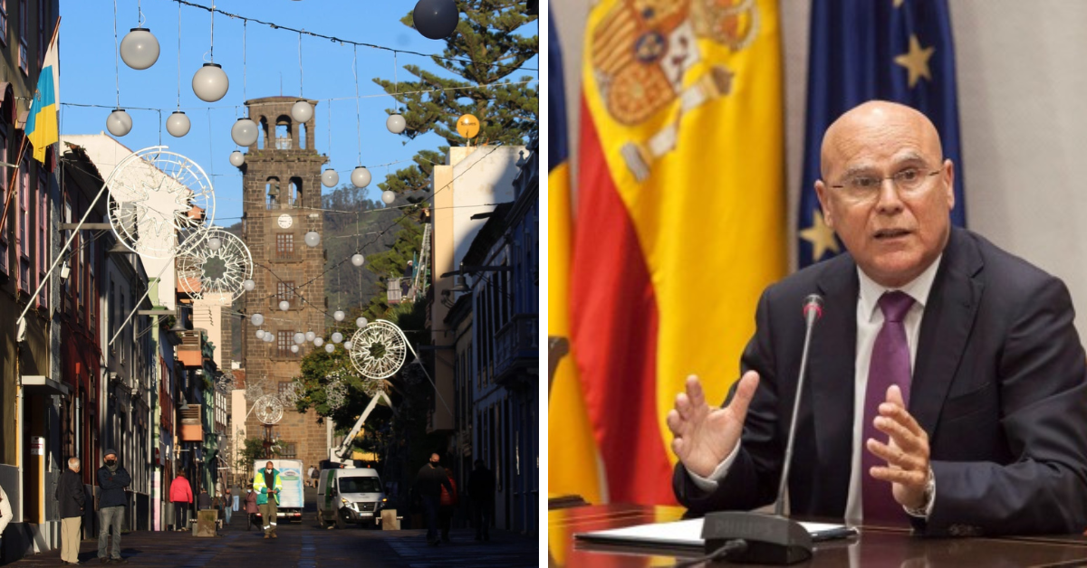 El casco histórico de La Laguna y Rafael Yanes, diputado del común, que ha atendido a los vecinos de Aguere por sus quejas sobre el ruido./ ÁLVARO OLIVER - ATLÁNTICO HOY / DIPUTACIÓN DEL COMÚN