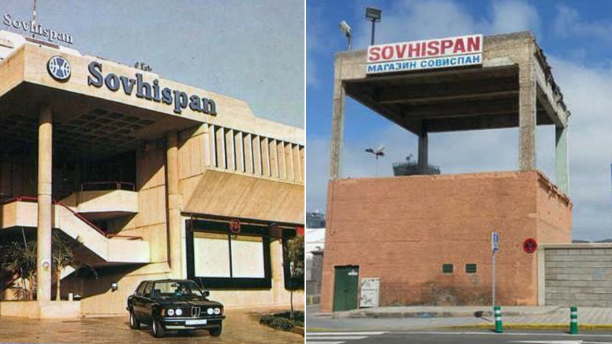 Rótulo de Sovhispan en Tenerife y en el Puerto de Las Palmas. / INSULA SIGNA